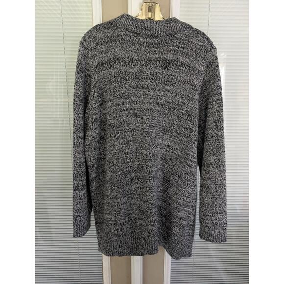 Woman Within Cardigan Sweater Plus Size L 18/20 Zip Up Long Sleeve Black White - Picture 5 of 7